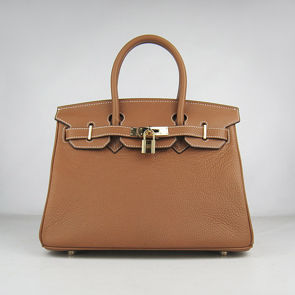 Replica Hermes Birkin 30CM Togo Leather Bag Light Coffee 6088 On Sale